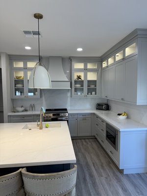 Kitchen and flooring remodel in surprise - Full Kitchen Remodel and New Vinyl Flooring Installation
Kitchen Remodel
We transformed the kitchen into a modern and highly functional space designed for cooking, entertaining, and everyday living. Key features include:
• Custom Cabinetry: Sleek, modern cabinets with ample storage and soft-close features for a polished and practical finish.
• Upgraded Countertops: Durable and stylish surfaces chosen for their beauty and ability to withstand everyday use.
• Backsplash: A chic quartz backsplash that adds texture and character, tying the design together.
• Energy-Efficient Appliances: Brand-new appliances seamlessly integrated into the layout for a clean, contemporary look.
• Lighting Upgrades: A mix of recessed lighting and pendant fixtures to create a bright, inviting space with plenty of ambiance.
• Functional Layout: Redesigned workflow for enhanced usability, making the kitchen the heart of the home.
Vinyl Flooring Installation
To complement the kitchen remodel, we installed premium vinyl flooring throughout the space and connected areas:
• Durability: Scratch-resistant, waterproof, and ideal for high-traffic areas like the kitchen.
• Modern Aesthetic: Wood-look vinyl planks chosen for their realistic appearance and ability to add warmth and style.
• Seamless Installation: Professionally installed for a flawless, uniform look that enhances the entire home.
This remodel delivers a stunning, modernized kitchen paired with durable and stylish flooring, creating a functional and inviting space for years to come. Kitchen and flooring remodel in surprise - Full Kitchen Remodel and New Vinyl Flooring Installation
Kitchen Remodel
We transformed the kitchen into a modern and highly functional space designed for cooking, entertaining, and everyday living. Key features include:
• Custom Cabinetry: Sleek, modern cabinets with ample storage and soft-close features for a polished and practical finish.
• Upgraded Countertops: Durable and stylish surfaces chosen for their beauty and ability to withstand everyday use.
• Backsplash: A chic quartz backsplash that adds texture and character, tying the design together.
• Energy-Efficient Appliances: Brand-new appliances seamlessly integrated into the layout for a clean, contemporary look.
• Lighting Upgrades: A mix of recessed lighting and pendant fixtures to create a bright, inviting space with plenty of ambiance.
• Functional Layout: Redesigned workflow for enhanced usability, making the kitchen the heart of the home.
Vinyl Flooring Installation
To complement the kitchen remodel, we installed premium vinyl flooring throughout the space and connected areas:
• Durability: Scratch-resistant, waterproof, and ideal for high-traffic areas like the kitchen.
• Modern Aesthetic: Wood-look vinyl planks chosen for their realistic appearance and ability to add warmth and style.
• Seamless Installation: Professionally installed for a flawless, uniform look that enhances the entire home.
This remodel delivers a stunning, modernized kitchen paired with durable and stylish flooring, creating a functional and inviting space for years to come.