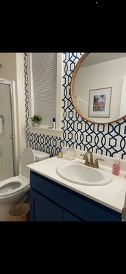 Faucet upgrade - This bathroom faucet was upgraded from a basic chrome to a beautiful modern Delta faucet in brushed gold. Faucet upgrade - This bathroom faucet was upgraded from a basic chrome to a beautiful modern Delta faucet in brushed gold.