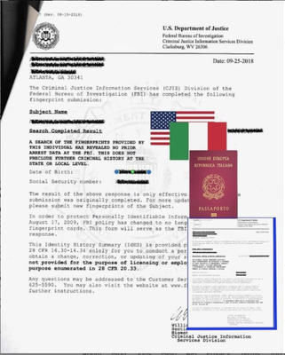 Italian Citizenship by marriage - Being married to an Italian citizen, this client decided to apply for Italian citizenship by marriage through the Italian Consulate in Chicago. As such, he was asked to present his birth certificate, a State police record (in his case, from his home State of Michigan, where he resided) and the FBI background check. All three documents needed to be translated from English to Italian. The job was done entirely remotely.