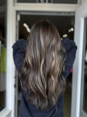 Lowlights - Our stylist did some low lights to break up some of this clients old blonde and added some balayage pieces to bring some of the brightness up!