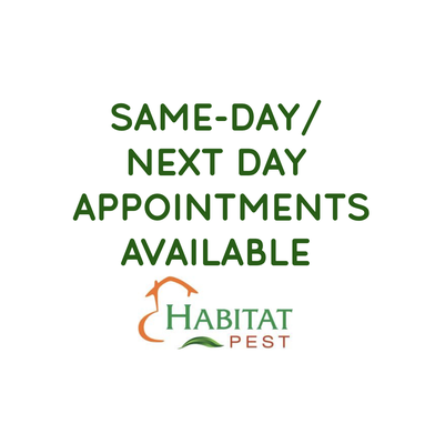 Same-Day/ Next-Day Appointments - Habitat Pest Control the local leading pest control company in Bay Area that integrates the use of non-chemical and natural pest control solutions for home and business owners whilst protecting your health and environment. Same-Day/ Next-Day Appointments - Habitat Pest Control the local leading pest control company in Bay Area that integrates the use of non-chemical and natural pest control solutions for home and business owners whilst protecting your health and environment.