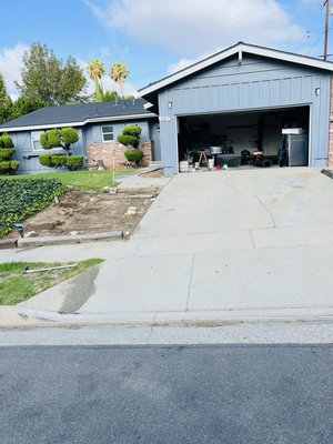 From porch , steps and driveway - Complete remodel of a front yard , porch, steps and driveway acid wash finish