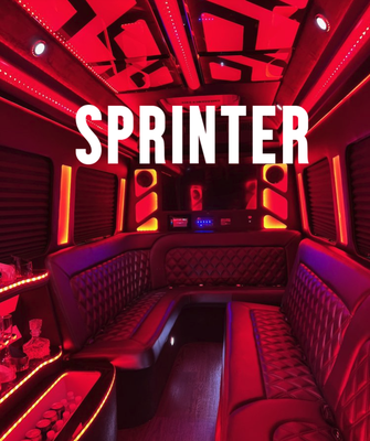 Sprinter - Our fleet of vehicles includes our Sprinters which are fully loaded limo-style with lights, comfortable seating, and a full bar.