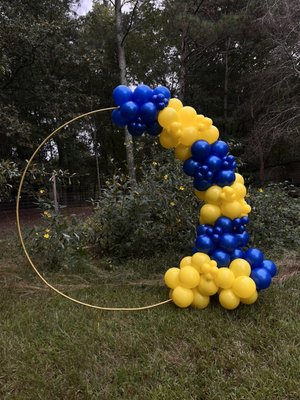 Blue and Yellow 1/2 Hoop - This 1/2 hoop was for a birthday celebration!
