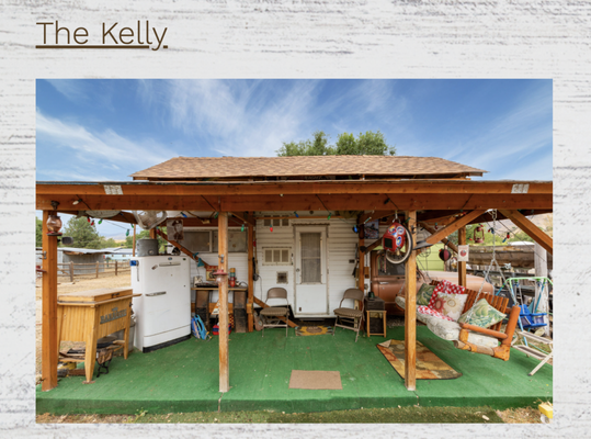 The Kelly $40 - No pets are allowed in this rental. If you are over 6’2″, this is for you. It has the highest head space of all our campers. This is a time capsule to 1970.  Words like “groovy, trippy, hippy, and everything is gonna be alright” will come to your mind. Have you always wondered what it is like to sleep, eat, work, and live in a truck camper?  This is your chance. Try it out. The luxury and feeling it transmits will surprise you. My wife made all curtains, paint, and upholstery as a tribute to the 1970s era.  Plugin the disco ball and turn on the music. (3 hours of 70’s)  If you were a teenager, then you will smile and remember:)  You have a parking spot 3 ft. from your porch.  There is no AC but it is cool with a garage roof over the whole camper.  The full size memory foam bed has a padded ceiling with enough head room to get a little freaky. (hint hint)