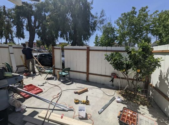 Fence remodeling. - This fence was so weak and it fell because the wind so the client called us to take care of it and build it again, but this time, stable and sturdy.
We made hole in the concrete to add metal posts to attach them to the fence and we added 4 long pieces of wood horizontally to make sure that we make it professionally.
It took 6 hours. Fence remodeling. - This fence was so weak and it fell because the wind so the client called us to take care of it and build it again, but this time, stable and sturdy.
We made hole in the concrete to add metal posts to attach them to the fence and we added 4 long pieces of wood horizontally to make sure that we make it professionally.
It took 6 hours.