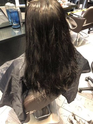 Trouble with frizzy dark hair?? - We first dyed the hair from its frizzy dark hair into highligted blonde hair. Followed by haircut and blowout styling to finish the look. By Benny Trouble with frizzy dark hair?? - We first dyed the hair from its frizzy dark hair into highligted blonde hair. Followed by haircut and blowout styling to finish the look. By Benny
