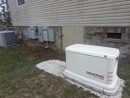 Generator install/electrical service equipment change out - New generator and service installed on an older residence removing old overhead lines and installed underground. Great customers that are storm ready!