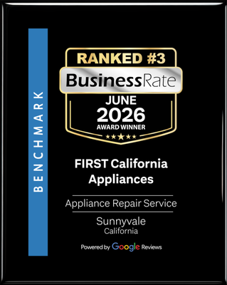 Ranked #3 in Sunnyvale for Appliance Repair Service based on Google Reviews, according to BusinessRate's June 2026 rankings. - We're proud to be recognized for our commitment to quality and customer satisfaction!
Ranked #3 by BusinessRate among appliance repair companies in Sunnyvale (June 2026), and honored to be among the Top 5 Appliance Repair Companies in the Bay Area in the San Francisco Chronicle / SFGATE Readers' Choice rankings.