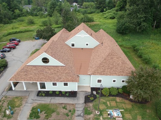 Lewiston Veterinary Hospital, Lewiston, Maine - Local animal hospital with a full tear off and a full layer of Certainteed Winterguard Sand (ice and water shield) under Certainteed Landmark Pro shingles.