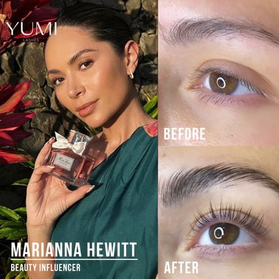 YUMILashes: Marianna Hewitt - Beauty Influencer Marianna Hewitt came in for a lash lift and brow lamination! Treatment included YUMI Premium Keratin Lash Lift and Brow Lamination with lash tint add-on. The before and after results of Marianna's lash lift and brow lamination are astonishing. Adding the tint takes her lashes to the next level, now Marianna can wake up and party into the night without having to worry about applying or reapplying eye makeup! YUMILashes: Marianna Hewitt - Beauty Influencer Marianna Hewitt came in for a lash lift and brow lamination! Treatment included YUMI Premium Keratin Lash Lift and Brow Lamination with lash tint add-on. The before and after results of Marianna's lash lift and brow lamination are astonishing. Adding the tint takes her lashes to the next level, now Marianna can wake up and party into the night without having to worry about applying or reapplying eye makeup!
