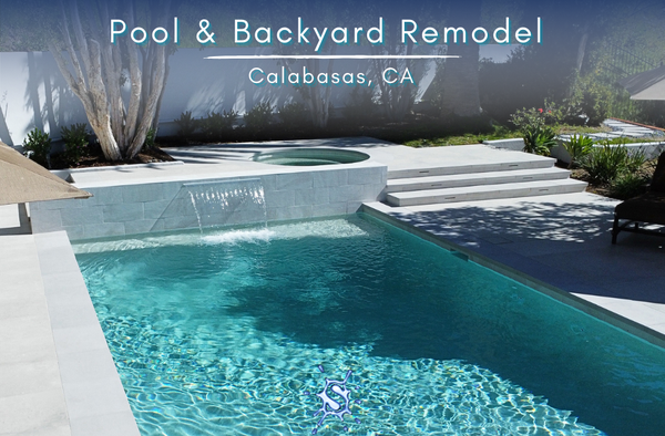 Calabasas Upgrade - This remodel ended up being one of the most stunning we have done. In reality, it wasn't a very complicated project - no reshaping of the original pool, no additions, no demo needed. We added a 4 ft sheer descent coming out of the existing wall, and changed out the surface for brand new pebble. The pool deck and coping is porcelain, which adds such a classy look to this remodel. Overall, this backyard was already beautiful, but the pool remodel took it to the next level. Calabasas Upgrade - This remodel ended up being one of the most stunning we have done. In reality, it wasn't a very complicated project - no reshaping of the original pool, no additions, no demo needed. We added a 4 ft sheer descent coming out of the existing wall, and changed out the surface for brand new pebble. The pool deck and coping is porcelain, which adds such a classy look to this remodel. Overall, this backyard was already beautiful, but the pool remodel took it to the next level.