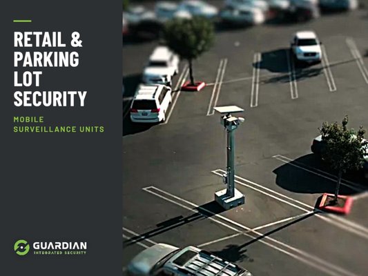 Retail Parking Lot Deployment — Mobile Surveillance Units - A retail center came to us with a parking lot problem that was starting to cost them tenants. Vehicle break-ins and catalytic converter thefts were happening in broad daylight, carts were disappearing, and after close the lot was drawing loitering that made evening shoppers uncomfortable. Two tenants had raised it in lease renewal conversations.

They had looked at permanent pole cameras and stalled on it — trenching across an active lot, conduit, electrical work, permitting, and a timeline months out. We deployed [two] solar-powered mobile surveillance units instead, live within [72 hours] of the walkthrough, with no trenching, no permits, and no tie-in to center power.

What each unit brings to the lot:
• Telescoping mast raising cameras [20+] feet for clear sightlines over parked vehicles
• 4K pan-tilt-zoom cameras with infrared night vision covering the rows and both entrances
• Solar array with battery backup for continuous operation, including through overcast stretches
• Motion-triggered floodlights and a two-way speaker for live voice-down warnings
• Cellular connectivity with remote live viewing from any phone or desktop
• High-visibility housing and posted signage — the deterrent starts before anyone gets out of their car

We positioned the units where incidents were actually clustering rather than parking them by the entrance, then adjusted camera presets and motion sensitivity over the first two weeks as we watched real traffic patterns. Center management and their existing guard service both received live feed access and training on pulling and exporting footage for police reports and insurance claims.

Because the units are mobile, the center can reposition them as the property's needs change — shifting coverage toward the busy end of the lot through the holidays, or moving to cover a tenant buildout or a problem corner. Nothing permanent to install, and nothing left behind when the need moves on.

Guardian Integrated Security is licensed and insured, providing solar-powered mobile surveillance units for retail, commercial, multi-family, and construction properties throughout Southern California.
We deployed [two] solar-powered mobile surveillance units instead — up and recording the same week, no trenching, no permits, no power drop required.

What each unit brings to the lot:
• Telescoping mast raising cameras [20+] feet for clear sightlines over parked vehicles
• 4K pan-tilt-zoom cameras with infrared night vision and license plate capture at entry points
• Solar array with battery backup for continuous operation, including through overcast stretches
• Motion-triggered floodlights and a two-way speaker for live voice-down warnings
• Cellular connectivity with remote live viewing from any phone or desktop
• Highly visible housing and signage — the deterrent starts before anyone gets out of their car

We positioned the units based on where incidents were actually clustering rather than just parking them by the entrance, then adjusted camera presets over the first two weeks as we watched real traffic patterns. Center management and their existing guard service both received access to the live feeds and training on pulling and exporting footage for police reports.

Because the units are mobile, the center can reposition them seasonally — pulling coverage toward the busy end of the lot during the holidays, or shifting to a construction area during a tenant buildout. If they only need coverage during a problem stretch, they aren't stuck with permanent infrastructure they've paid to install.

Guardian Integrated Security is licensed and insured, and provides mobile surveillance, camera systems, access control, and alarm monitoring for retail, commercial, and construction properties throughout Southern California.