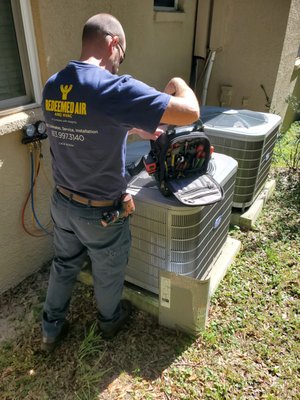 Routine Maintenance - This customer was in need of a routine maintenance on AC system. Employee checked over the entire system and was able to confirm and satisfy the customers system is running correctly. Routine Maintenance - This customer was in need of a routine maintenance on AC system. Employee checked over the entire system and was able to confirm and satisfy the customers system is running correctly.