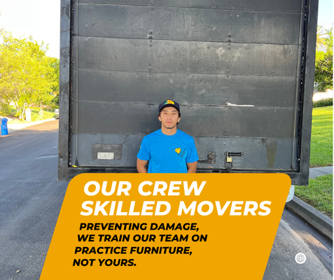 Professional movers - To prevent harm, we train our crew using practice furniture, not yours. Professional movers - To prevent harm, we train our crew using practice furniture, not yours.