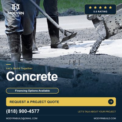 Concrete - We demolished existing concrete, compacted soil, put in new gravel base, installed steel rebar reinforcement, installed forming for design, and poured new concrete with proper finish.