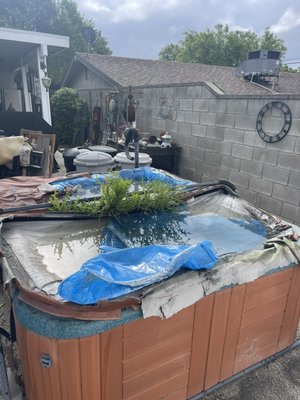 Hot Tub Removal & Clean out! - This is a residential clean out we did for a customer that also included a hot tub removal. When the customer saw that they had access to their backyard again they were beyond excited! Hot Tub Removal & Clean out! - This is a residential clean out we did for a customer that also included a hot tub removal. When the customer saw that they had access to their backyard again they were beyond excited!