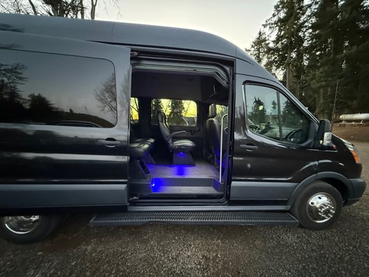 Tour Bus - Join us inside our air conditioned luxury style 14 passenger van for a tour of our flower fields