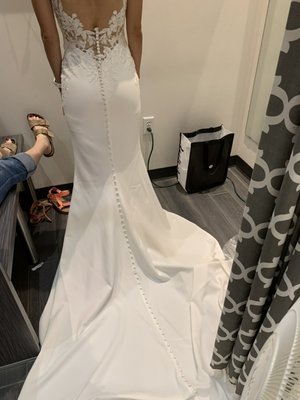 Wedding dress alterations with bustles done. - Another successful wedding dress alterations project.