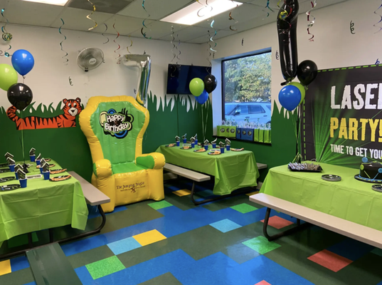 Voted #1 Party Destination 5 Years Running - We have 2 party rooms here at Jumping Jungle. The rooms are pre decorated, however you may decorate to suit your theme. We proudly cater our food from local favorites and highly reviewed local small businesses. We would love to add our amazing party and food add-ons to add a zing to your party. Voted #1 Party Destination 5 Years Running - We have 2 party rooms here at Jumping Jungle. The rooms are pre decorated, however you may decorate to suit your theme. We proudly cater our food from local favorites and highly reviewed local small businesses. We would love to add our amazing party and food add-ons to add a zing to your party.