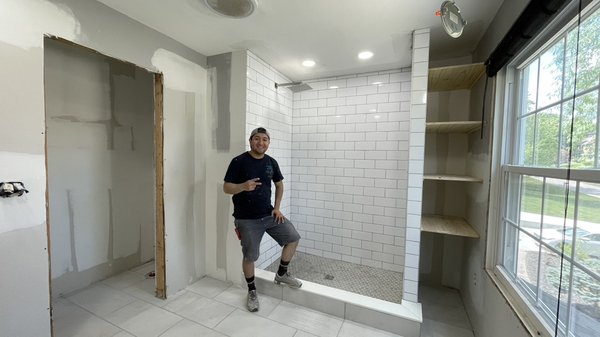 Walking shower Tile - We did this beautiful project with low cost and the best quality results. We focus to try give the best results to our clients and the best quality for your own house or rental property Walking shower Tile - We did this beautiful project with low cost and the best quality results. We focus to try give the best results to our clients and the best quality for your own house or rental property