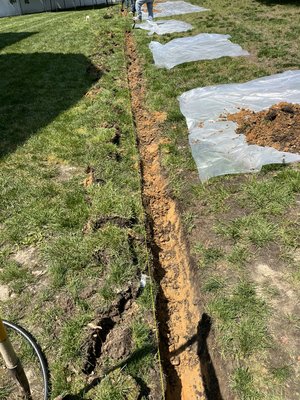 Exterior French drain system helps your yard be more dry and helps keep the water away from your foundation - Exterior French drain system