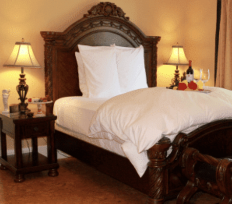 Olive Mini Suite - TOWN VIEW 
The exquisite design and cozy comfort of the Olive Mini-Suite make for a relaxing and welcoming place to lay your head. A North Shore Cal-King bed and new fireplace beckon you to enter our thoughtfully decorated room, complete with leather and swivel accent chair, natural cork flooring.  As always, the room also features 42’’ HDTV, WiFi, and a mini-refrigerator stocked with complimentary water.

 

The bathroom features a large walk-in spa shower with a built-in bench. Hotel-brand towels, plush bathrooms, slippers, and variety of other amenities add to the comfort and luxury of your stay.