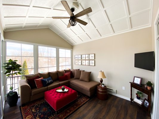 4 Season Porch Walls and Ceiling Paint Project - The porch and walls in this 4 season porch were painted. It completely changed the energy and feeling of the room. We love being able to bring out customer’s visions into reality.