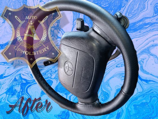 Before and after leather steering wheel - call us now to have your leather steering wheel done!
