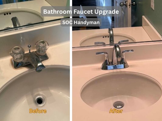 Bathroom Faucet Upgrade - This was a rental property getting refreshed for new tenants. New Faucets are a nice touch! Bathroom Faucet Upgrade - This was a rental property getting refreshed for new tenants. New Faucets are a nice touch!