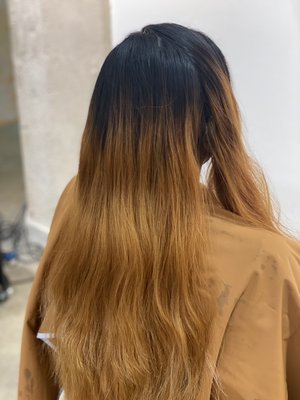 Color Correction - Yesenia initially found us on Yelp and requested a quote for a balayage. We discussed the process and asked for some pictures to see what her hair currently looks like. We decided to settle on a color correction and work towards fixing the color she’d done by herself and work towards a subsequent appointment to reach platinum blonde. Color Correction - Yesenia initially found us on Yelp and requested a quote for a balayage. We discussed the process and asked for some pictures to see what her hair currently looks like. We decided to settle on a color correction and work towards fixing the color she’d done by herself and work towards a subsequent appointment to reach platinum blonde.