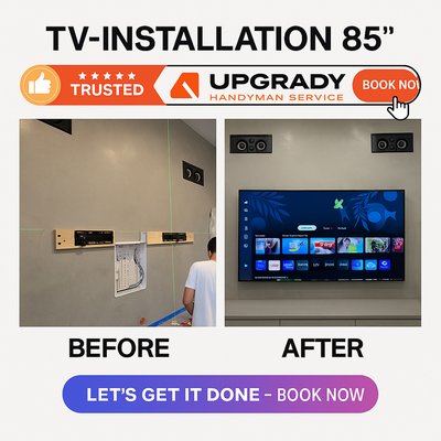Samsung Frame 85 TV Installation - Installed a Samsung Frame 85” TV on a drywall wall and reinforced the structure with a solid wooden board for maximum stability. Fully concealed the One Connect Box inside the wall to achieve a clean and modern finish. The result was a secure, perfectly leveled installation with all wiring hidden