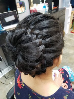 Hair Styling - Sri Sai Beauty is a full service beauty & hair salon. At our salon, we promise to provide a friendly, caring, and clean environment, where you can relax and leave everything to our experienced stylist. We also promise technically and artistically-skilled stylists who listen to your needs and can suggest the right services and products to fit those needs. 

In addition to updos and hair styling, we offer the following services in our salon:
• Hair Cuts – Men/Women 
• Hair Extensions 
• High Lights & Color 
• Hair Conditioning Treatment 
• Perms 
• Eyebrow Threading 
• Waxing 
• Facial 
• Eyelashes Extensions 
• Tinting 
• Makeup 
• Henna Tattoos 

When it comes to our guests they are treated like royalty. We try to make every visit as enjoyable and relaxing as possible. We truly believe there is beauty in every single person. Everyday, we strive to make each and every one of our clients feel better, happier, and more beautiful. It is our goal to bring the inner beauty of a person out. We will listen and inform because we care about you. Call us today to make an appointment!