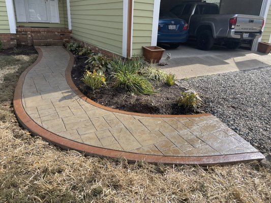 Stamp Concrete Patio & Sidewalk - Stamped patio and sidewalk completed and ready for customers backyard enjoyment!