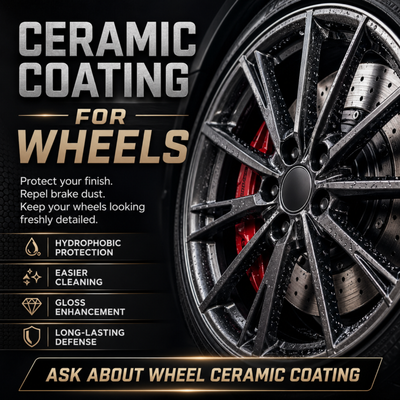 Cerakote Ceramic Coating, Wheels - Cerakote Ceramic - Ceramic wheel coatings add a durable, hydrophobic layer that helps protect your wheels from brake dust, road grime, and harsh contaminants. They make cleaning easier, boost gloss, and help keep your wheels looking freshly detailed longer. Cerakote Ceramic Coating, Wheels - Cerakote Ceramic - Ceramic wheel coatings add a durable, hydrophobic layer that helps protect your wheels from brake dust, road grime, and harsh contaminants. They make cleaning easier, boost gloss, and help keep your wheels looking freshly detailed longer.