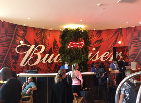 Budweiser Event - Budweiser project set design, LED neon flex signs, Vinyl Backwall prints, Flooring vinyl and Decals by Grafico.