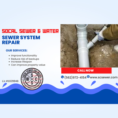 Sewer System Repair - From minor repairs to major overhauls, SoCal Sewer and Water has you covered. Trust us to get your plumbing in tip-top shape. Contact us today at (562)972-4154! Sewer System Repair - From minor repairs to major overhauls, SoCal Sewer and Water has you covered. Trust us to get your plumbing in tip-top shape. Contact us today at (562)972-4154!