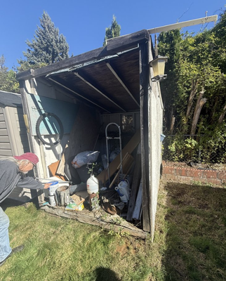 Shed removal - This was a customer who needed a wood shed removed and we were quick to remove it by cutting it up and hauling it off we’d love to help you next Shed removal - This was a customer who needed a wood shed removed and we were quick to remove it by cutting it up and hauling it off we’d love to help you next