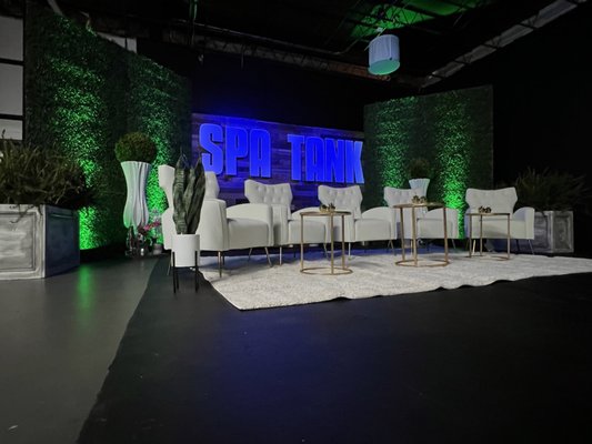SET DESIGN SERVICES - This was a Shark Tank inspired sizzle reel that was produced at CoCo Studios. CoCo Studios provided the location for the production as well as the set design services for the look. All inventory shown in these photos are inventory that we own in house.
