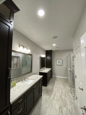 Cypress Master Bathroom Remodel - Master Bathroom remodeling project. Bathroom was gutted and totally redesigned to create a more open and updated space.