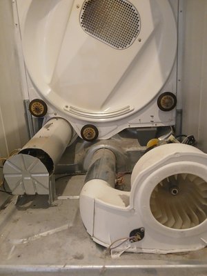 Dryer Repair - Mr. Ed’s Appliance Repair inspected and serviced an Electrolux front-load dryer (Model FAQE7111LWO). The technician disassembled the dryer, cleaned the internal components, and diagnosed airflow and noise issues. During inspection, the blower wheel was found to be cracked at the hub, which can cause poor drying performance and abnormal sounds. The technician verified proper operation of the heater housing, exhaust duct, rollers, and internal airflow system, and provided recommendations for replacement parts to restore optimal performance. Dryer Repair - Mr. Ed’s Appliance Repair inspected and serviced an Electrolux front-load dryer (Model FAQE7111LWO). The technician disassembled the dryer, cleaned the internal components, and diagnosed airflow and noise issues. During inspection, the blower wheel was found to be cracked at the hub, which can cause poor drying performance and abnormal sounds. The technician verified proper operation of the heater housing, exhaust duct, rollers, and internal airflow system, and provided recommendations for replacement parts to restore optimal performance.