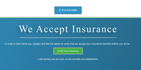 We Accept Insurance! - In order to best serve you, please call or click the link on our website to verify that we accept your insurance benefits.
I will contact you as soon as the benefits are established. We Accept Insurance! - In order to best serve you, please call or click the link on our website to verify that we accept your insurance benefits.
I will contact you as soon as the benefits are established.