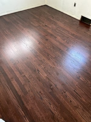 Royal Mahogany floor - This floor was Sanded, Stained with Dura seal (Royal Mahogany) and Finished with Bona Traffic polyurethane. Royal Mahogany floor - This floor was Sanded, Stained with Dura seal (Royal Mahogany) and Finished with Bona Traffic polyurethane.