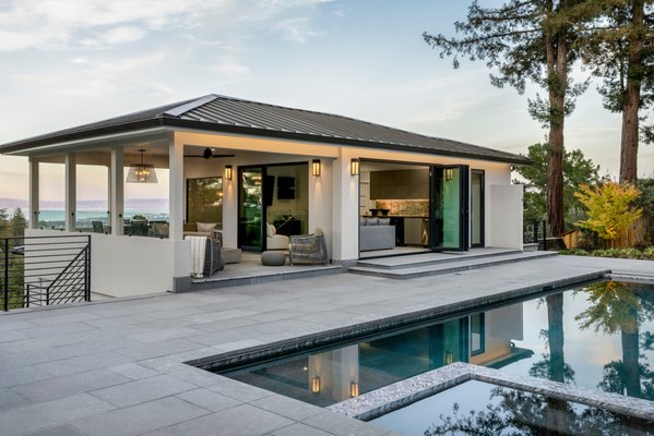Hillsborough Hillside - This Hillside Home added a brand new two story ADU and Pool to their existing property we worked on two years previously.   We wanted to maintain all the views we could and add as much value to the property as possible.