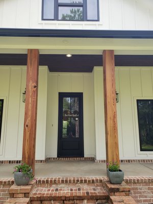 exterior post and beam Restoration - Here is a recent post restoration job. posts were cleaned, and pressure washed to remove u.v. damage, algae and mold. We then came in and used an Oil based stain and sealer with u.v. protectant. exterior post and beam Restoration - Here is a recent post restoration job. posts were cleaned, and pressure washed to remove u.v. damage, algae and mold. We then came in and used an Oil based stain and sealer with u.v. protectant.