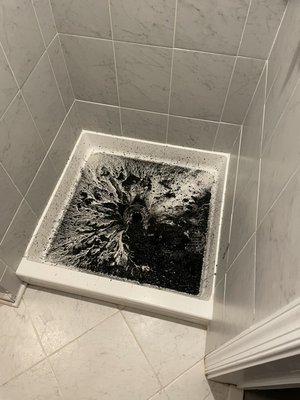 Shower drain wasn’t draining, something easy to clear for the ridgid k50. - We have the most powerful machines to clear any drain.