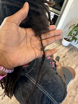 Loc Repair - The repairs were done on damaged locs due to the work of previous stylist. Loc Repair - The repairs were done on damaged locs due to the work of previous stylist.