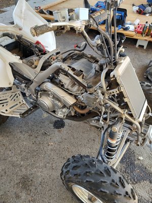 Yamaha Raptor 700 - The client had a raptor 700 that sat for 12 years, after working on it, it rides like it never sat. Cleaned fuel tank, air in tires, changed oil, and cleaned and flushed coolant ports. Added a new air filter. Yamaha Raptor 700 - The client had a raptor 700 that sat for 12 years, after working on it, it rides like it never sat. Cleaned fuel tank, air in tires, changed oil, and cleaned and flushed coolant ports. Added a new air filter.