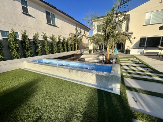 Outdoor Tile Floor Installation Project - Outdoor project - We supplied and installed the porcelain in this project, and also helped with some design aspects.
* California Room Porcelain Tile
* Outdoor Flooring and Retainer Wall (Basketweave pattern)
* Bench feature with Mosaic tiles Outdoor Tile Floor Installation Project - Outdoor project - We supplied and installed the porcelain in this project, and also helped with some design aspects.
* California Room Porcelain Tile
* Outdoor Flooring and Retainer Wall (Basketweave pattern)
* Bench feature with Mosaic tiles
