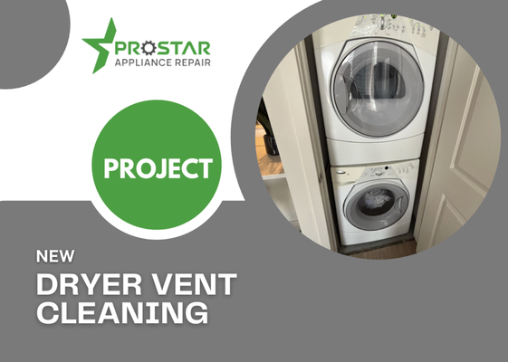 Dryer vent cleaning - Prostar Appliance Repair provides professional dryer vent cleaning to improve airflow, reduce fire hazards, and keep your dryer running efficiently. Our licensed technicians remove lint buildup, clear blockages, and ensure safe operation with fast, reliable, and affordable service.